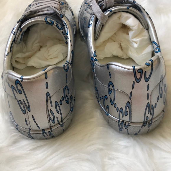 Gucci Silver and Blue Sneakers - Picture 2 of 11